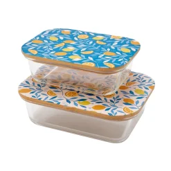 Pradel France Lot de 2 boîtes de conservation couvercles imprimés